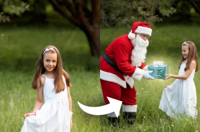 AI Santa Giving Gift Effect